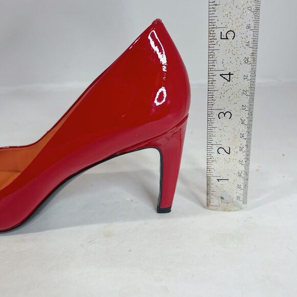 Via Spiga Red Patent Leather Peep Toe Stilettos Heels Pumps Women's Size 7.5 - Picture 3 of 8